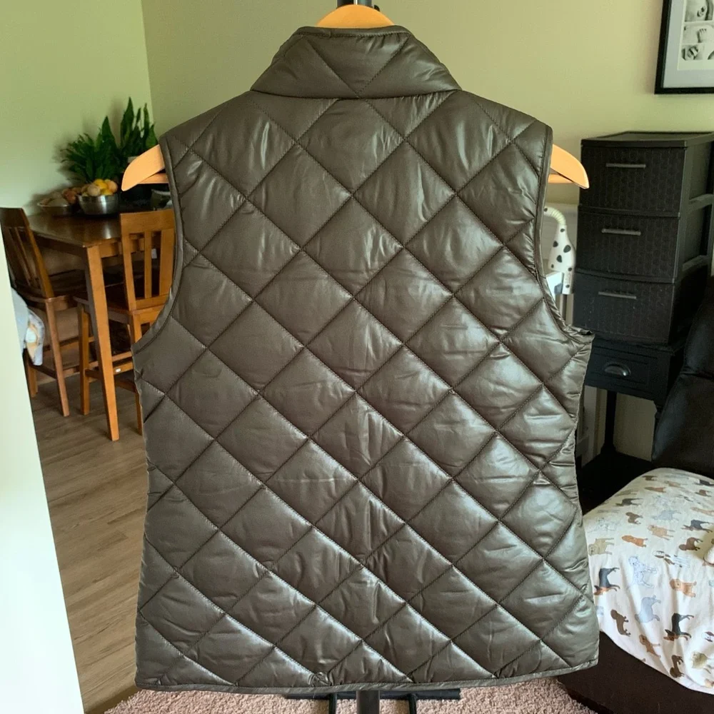 Kate Spade Quilted Puffer Vest Olive Green NWT Small